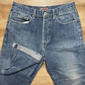 Selvedge Jeans Men‎ 30x29 Blue Straight Leg Japanese Redline Denim Pants Washout